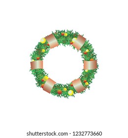 Christmas wreath illustration, vector