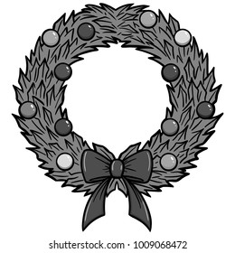 Christmas Wreath Illustration - A vector cartoon illustration of a Christmas Wreath.