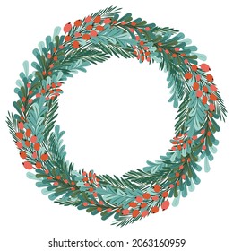 Weihnachtskranz. Einzige flache Vektorgrafik.