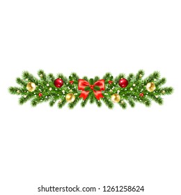 Christmas Wreath Isolated With Gradient Mesh, Vector Illustration
