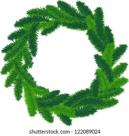 Christmas wreath isolated on white background, vector