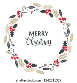 Christmas wreath, isolated on white background. Vector illustration
