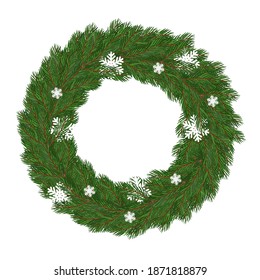 Christmas wreath isolated on white background. Vector illustration.