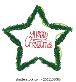 Christmas wreath isolated on white background. Spruce new year wreath. Decorative element