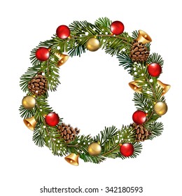 Christmas wreath isolated on white.