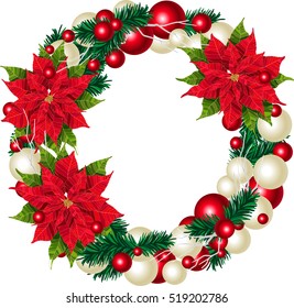 Christmas wreath, isolated on white vector illustration