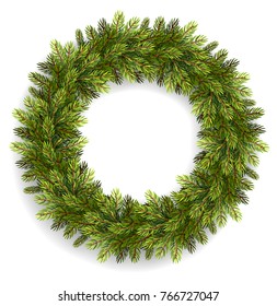 Christmas wreath isolated on white. Vector illustration