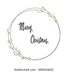 Christmas wreath isolated vector illustration. Floral vector banner. Festive decoration element. Holiday frame. 