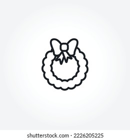 christmas wreath isolated vector line icon.