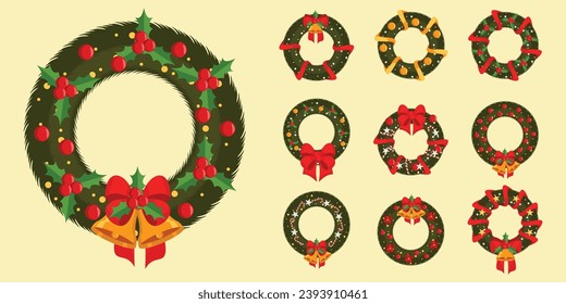 Christmas wreath leafs vector illustration