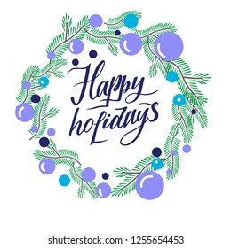 Christmas wreath with lettering in soft colors EPS10