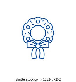 Christmas wreath line icon concept. Christmas wreath flat  vector symbol, sign, outline illustration.