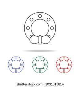 Christmas Wreath line Icon. Elements in multi colored icons for mobile concept and web apps. Icons for website design and development, app development on white background