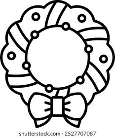 Christmas wreath Line vector Icon Design