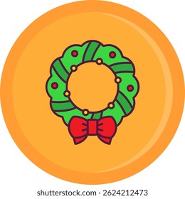Christmas wreath Line vector Icon Design