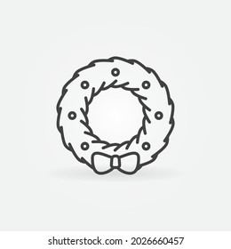 Christmas Wreath linear vector concept icon or logo element
