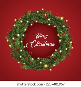 Christmas Wreath Made of Berries, Christmas Flowers.