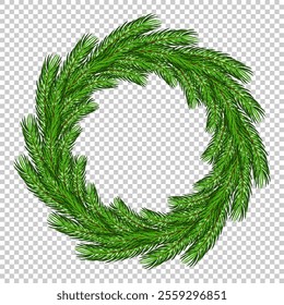 Christmas wreath made of fir branches. Design element for banners, flyers, greeting cards, posters. Vector illustration