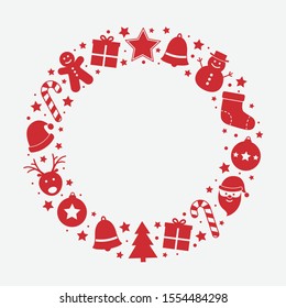 Christmas wreath made of holiday elements on background with copyspace. Vector