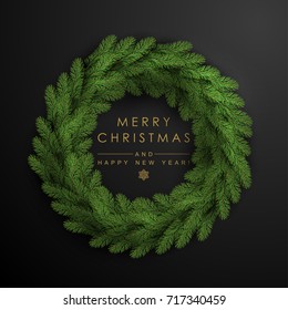 Christmas Wreath Made of Naturalistic Looking Pine Branches.