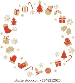 Christmas Wreath Made of Various Vector Icons