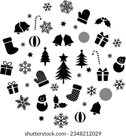 Guerra de Navidad hecha de varios iconos vectores