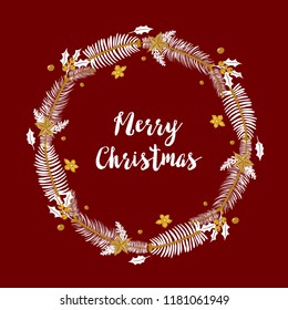 Christmas wreath. Merry christmas greeting card