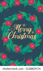 Christmas wreath Merry Christmas greeting card Vector