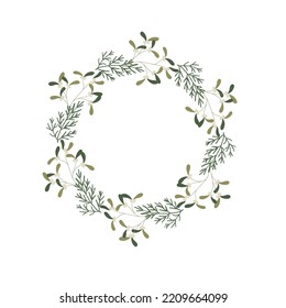 
Christmas Wreath with Mistletoe. Vector Illustration.