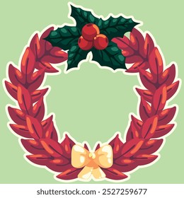 Christmas wreath with mistletoe vector illustration