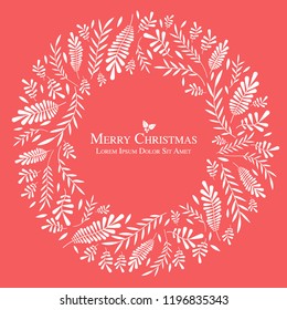 Christmas wreath natural vector red background