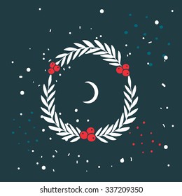 Christmas wreath New Year Holiday celebration template for your design