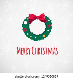 Christmas wreath on snowflakes background