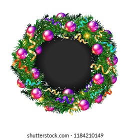 Christmas wreath on white background. Vector illustration