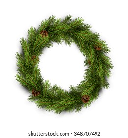 Christmas wreath on white background. Xmas decorations. Vector eps10 illustration