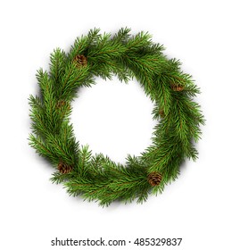 Christmas wreath on white background. Xmas decorations. Vector eps10 illustration