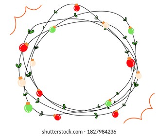 christmas wreath on white, vector illustration