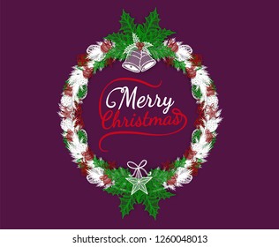 Christmas wreath ornament paper cut lace style.Paper lace vector by hand drawing
