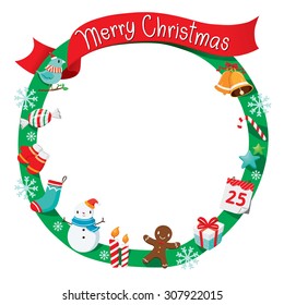 Christmas Wreath, Ornaments and Decoration, Merry Xmas, objects, round frame