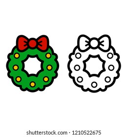 christmas wreath and christmas wreath outline