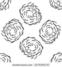 Christmas wreath in outline doodle style isolated on white background. Vector seamless pattern EPS10.