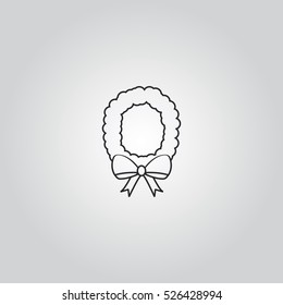 Christmas Wreath Outline Icon Vector, Can Be Used For Web And Mobile Design