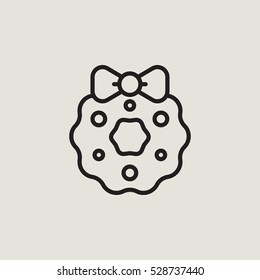 Christmas Wreath Outline Vector Icon