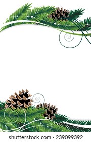 Christmas wreath with pine branches and cones. Abstract winter background