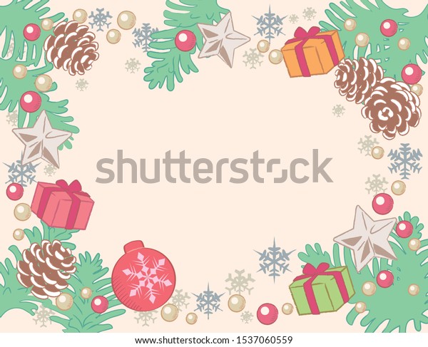 Christmas Wreath Pine Branches Decorative Items Stock Vector