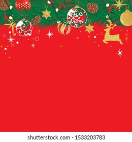 Christmas wreath with pine cones and  and ornament and lectric spectaculars  isolated on white background. Vector illustration