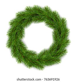 Christmas wreath. Realistic vector illustration. Element for design greeting cards.