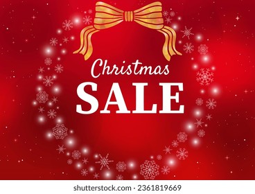 Christmas Wreath Red Background Template