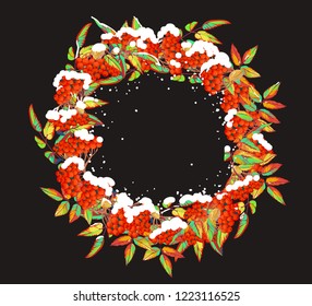 Christmas wreath with red berries. Vector illustration.