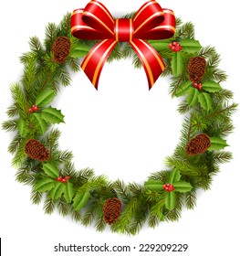 Christmas wreath with red bow